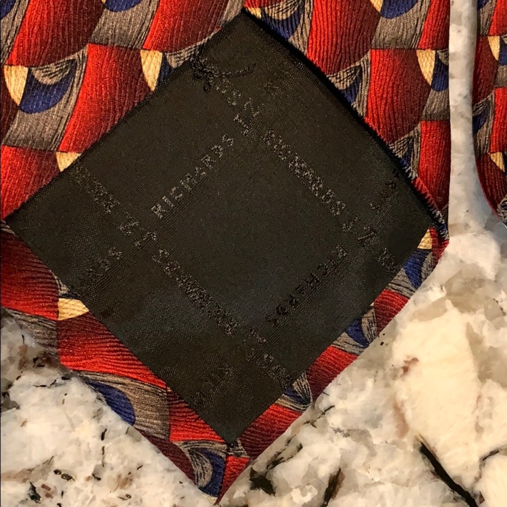 J.Z Richards tie red blue gray tan silk - Picture 12 of 16
